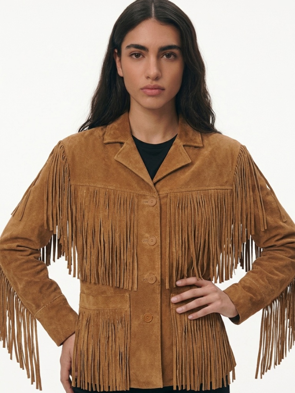 NWOT • LEATHER GALLERY • Vintage Suede Leather Fringe Women’s Western Jacket M